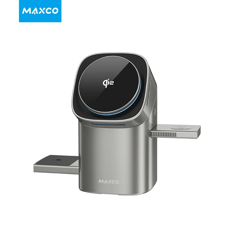 Carregador 3 em 1 Magnético Qi2 15W | Carregamento Rápido Sem Fios para iPhone, Apple Watch e AirPods