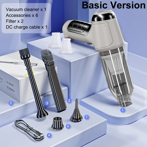 Aspirador Portátil 120W raugee | Alta Sucção 95.000PA | Carro e Casa