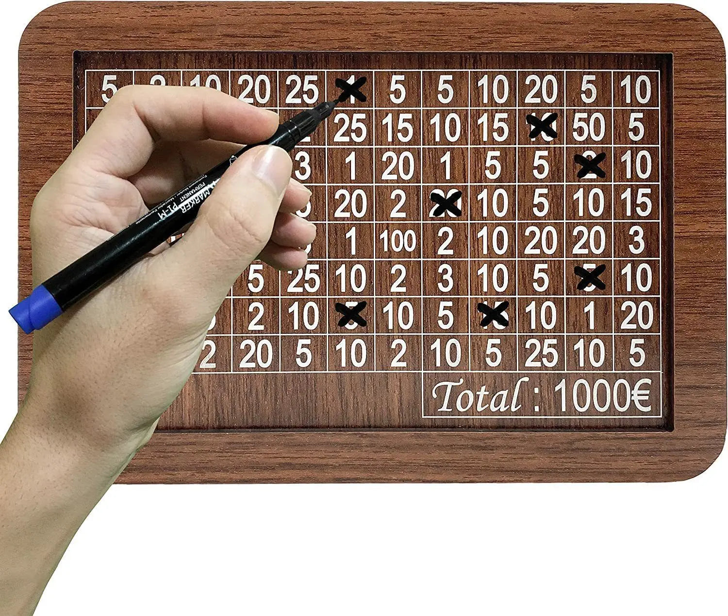 Cofre de Madeira Reutilizável com Meta de Poupança | Caixa de Dinheiro Decorativa