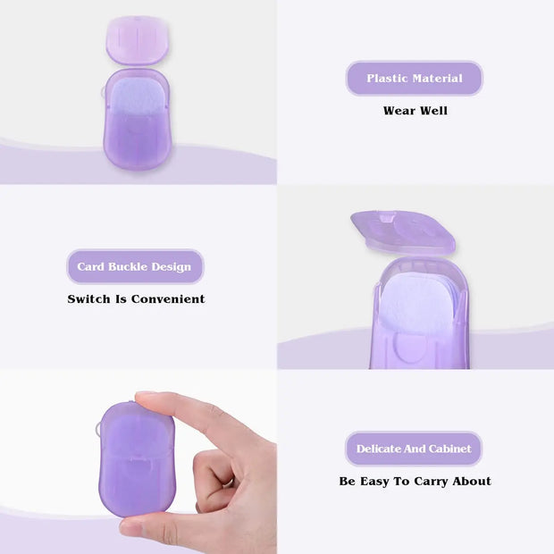 Sabonete Portátil em Folhas — 10 Caixas (200 Unidades) | Perfumado e Descartável | Ideal para Viagens e Atividades ao Ar Livre