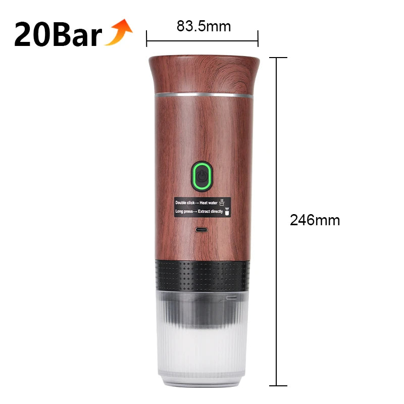 Máquina de Café Portátil 3 em 1 DENOKIN | 20 Bar de Pressão | Aquecimento Inteligente | USB-C