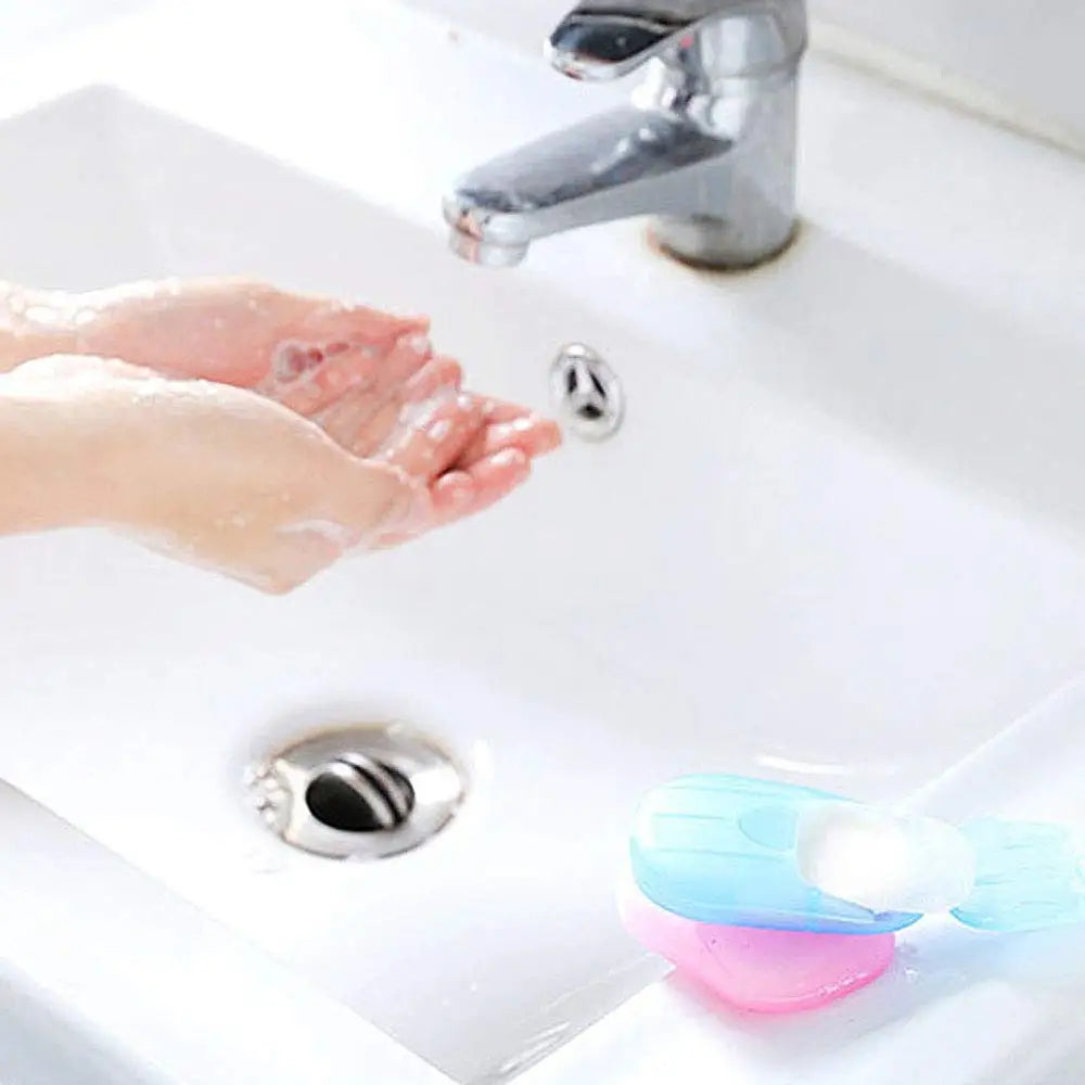 Sabonete Portátil em Folhas — 10 Caixas (200 Unidades) | Perfumado e Descartável | Ideal para Viagens e Atividades ao Ar Livre