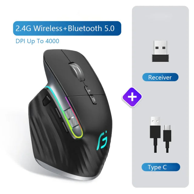 Rato Gaming Sem Fios seenDa | Bluetooth + 2.4G | DPI 4000
