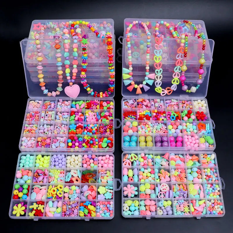 🌈 Kit de Contas DIY para Crianças | 24 Compartimentos | Pulseiras &amp; Colares | Brinquedo Criativo para Meninas