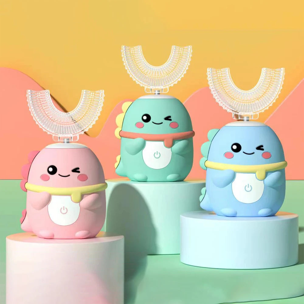 Escova de Dentes Elétrica Infantil em U | 360° | 6 Modos | Recarregável USB | IPX7