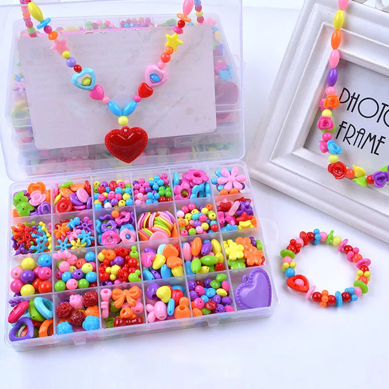 🌈 Kit de Contas DIY para Crianças | 24 Compartimentos | Pulseiras & Colares | Brinquedo Criativo para Meninas