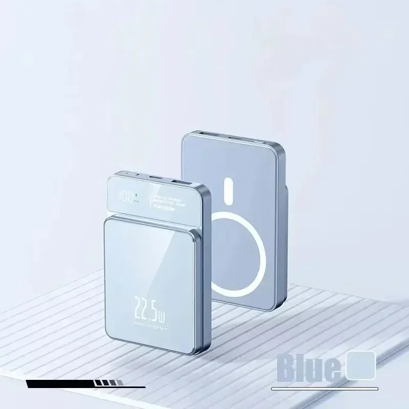 Power Bank Magnético 10000mAh | Carregamento Rápido 22.5W | Wireless &amp; USB | Ultra Fino