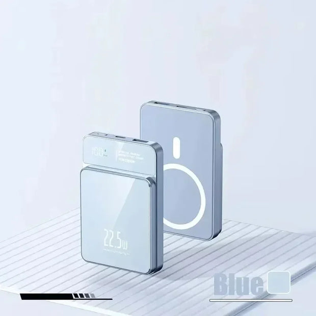 Power Bank Magnético 10000mAh | Carregamento Rápido 22.5W | Wireless &amp; USB | Ultra Fino