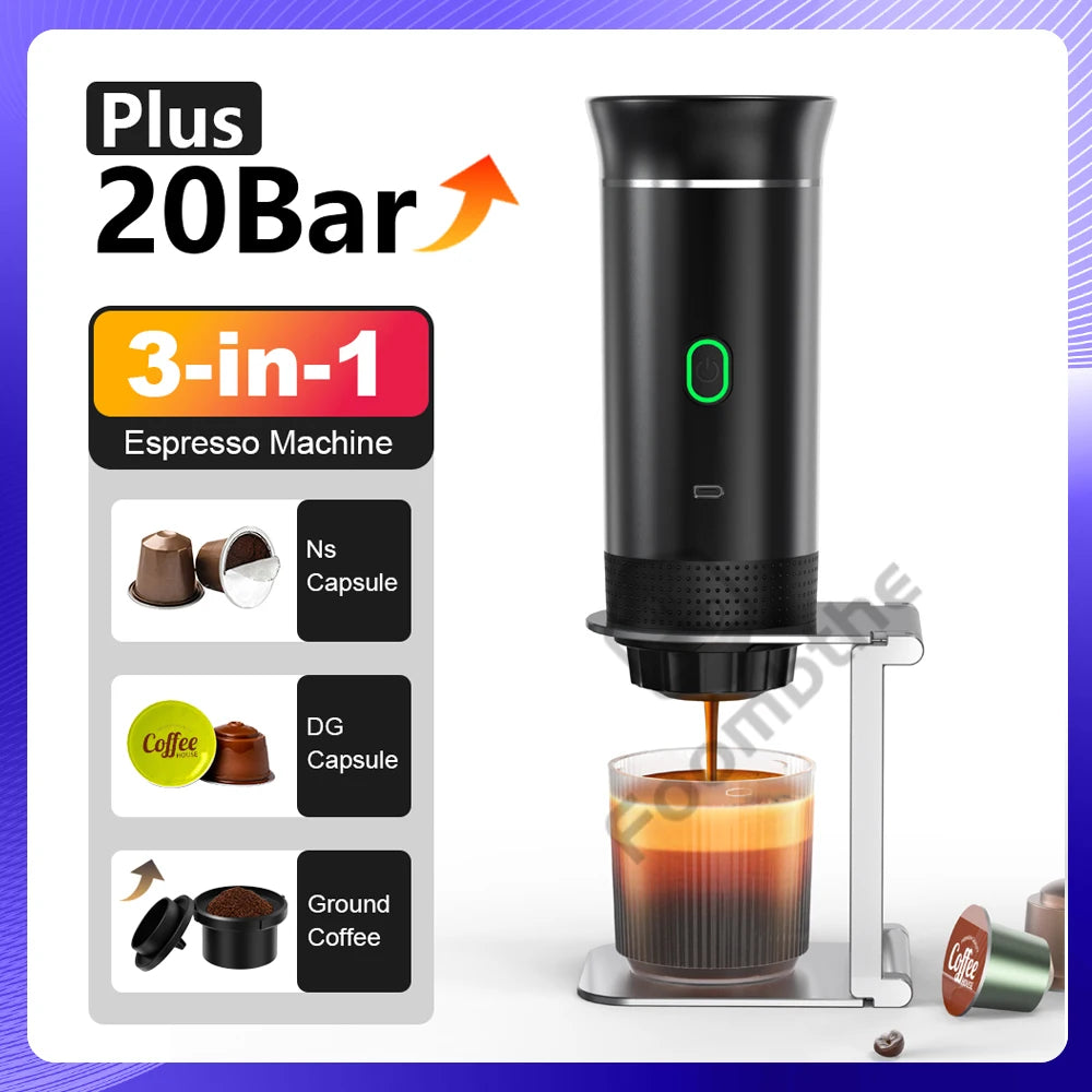 Máquina de Café Portátil 3 em 1 DENOKIN | 20 Bar de Pressão | Aquecimento Inteligente | USB-C