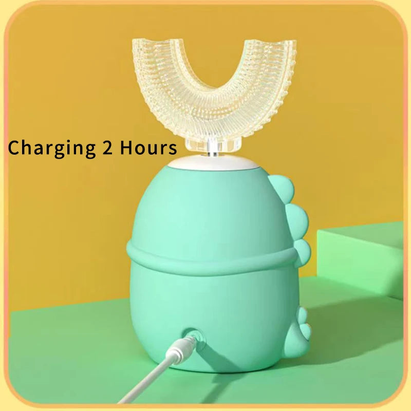 Escova de Dentes Elétrica Infantil em U | 360° | 6 Modos | Recarregável USB | IPX7