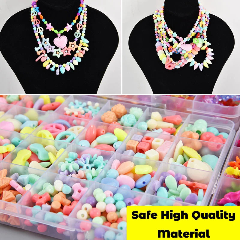 🌈 Kit de Contas DIY para Crianças | 24 Compartimentos | Pulseiras & Colares | Brinquedo Criativo para Meninas