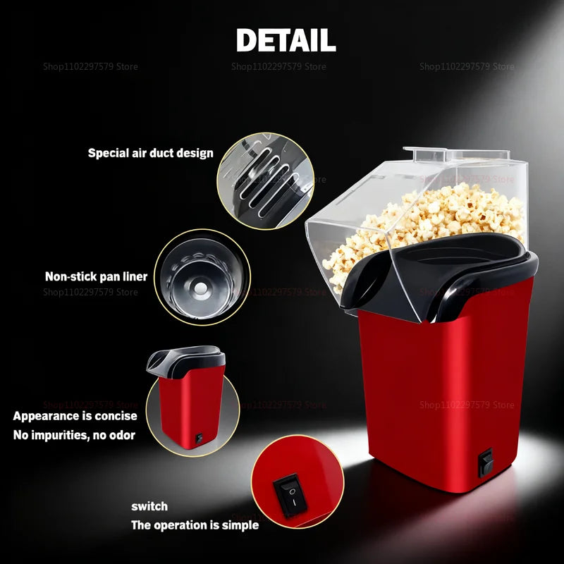 Máquina de Pipocas Elétrica iosn | 1200W | Rápida, Saudável e Compacta