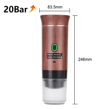 Máquina de Café Portátil 3 em 1 DENOKIN | 20 Bar de Pressão | Aquecimento Inteligente | USB-C